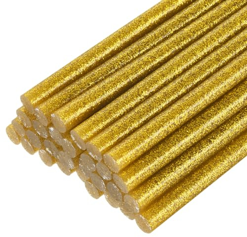 Kvartsman 30 stycken limpinnar 7 mm x 200 mm mini limpistol limpistol varmlim limstift för reparation hantverk dekoration gör-det-själv hantverk glitter guld