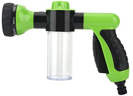 Pistola de Manguera Jardín, 6 m Rociador de Alta Presión Pistola Riego Jardin 8 modos para Regular el Flujo de Agua para Lavar Coches y Mascotas, Regar Plantas y Césped (Verde)