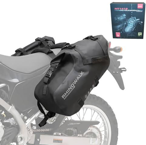 Rhinowalk Motorrad Satteltasche Hecktasche Wasserdicht Motor Seitentasche Gepäcktasche Hinterradtasche PVC Plane, Rollverschluss, für Reise, Outdoor & Alltag 18L (9L*2)
