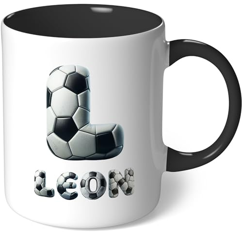 Personalisierte Tasse mit Namen - Fußball - Geschenk Kaffeetasse Namenstasse selbst gestalten personalisieren bedrucken Geburtstag Becher Teetasse Kaffeebecher (Weiß - Schwarz Bild26)