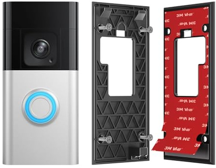 Kompatibel mit Ring Battery Doorbell (2024 Release) Halterung, 2-in-1 Klebemontage & Schraubbefestigung, 3M VHB Adhesive Installationsplatte & No-Drill Halterung, wetterfest & mieterfreundlich