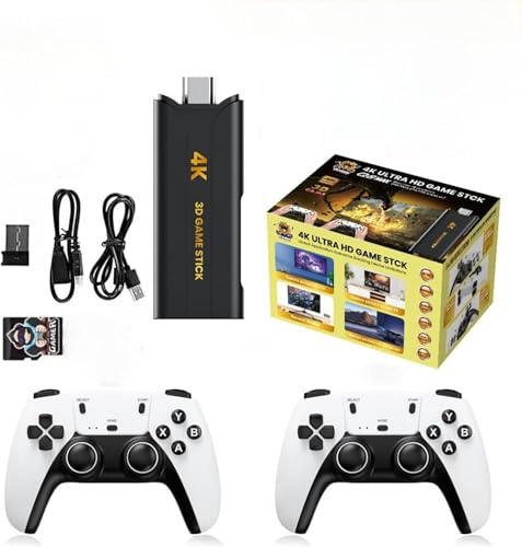 Retro Game Stick-2025 Q8 MAX Game Stick Console 2.4G Doppio Controller Wireless Gioco Giochi 4K Giochi Retrò Regalo di Compleanno Ragazzo (128G 40000+Giochi)