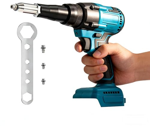Cordless Rivet Gun for Makita 18V, Brushless Pop Rivet Gun, 2.4-4.8mm | 20000N Pull Force, Auto Riveting, Fwd/Rev Switch, Tool-Free Head, for Auto, Marine & Construction