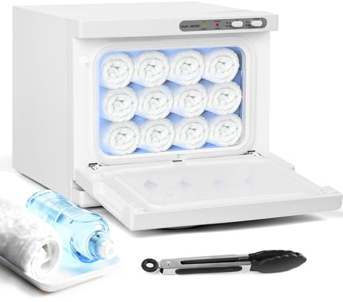 HomdMarket Armadietto scaldasalviette 3 in 1 da 8 litri, sterilizzatore UV, mini attrezzatura elettrica per trattamenti viso, bellezza dei capelli, massaggi, attrezzature per salone e casa, bianco