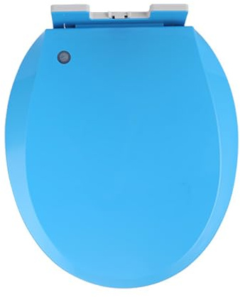 JNTFNE Sedile WC Rotondo Blu con Chiusura Ammortizzata e sgancio rapido per Una Facile Pulizia, Fissaggio Superiore Semplice, sedili Standard, Cerniere Regolabili, 36 * 41 cm