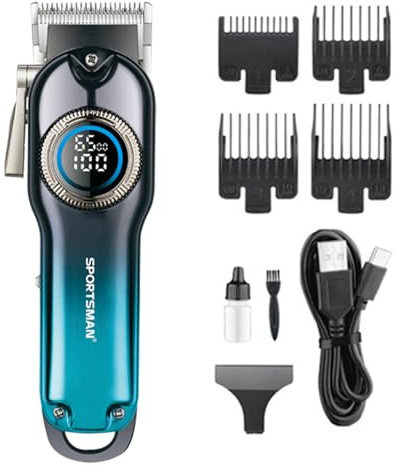 Tondeuse Cheveux Électrique, Tondeuse à cheveux professionnelle | Moteur Haute Puissance, Affichage Numérique Intelligent LED, Chargement Rapide USB, Autonomie de 150 Minutes
