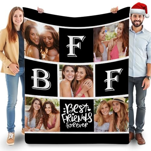 Fegiuly Best Friends Geburtstagsgeschenke für Frauen, personalisierte Decke mit Foto, individuelle Decke, Freundschaftsgeschenke für Freunde, BFF Weihnachten