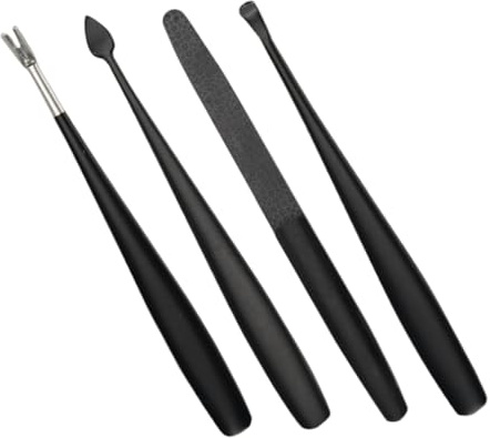 LIFKOME Outils de Manucure Acier Inoxydable 4 Pièces Kit Tondeuses à Peau Morte Coupe-cuticules Femmes Soins des Ongles Exfoliants Portables Compact