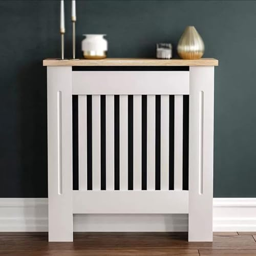 Heizkörperabdeckung im Modernen Stil, Heizkörper Abdeckungen für Heizkörper im Lamellen Design, Lagerschrank mit Grill für Wohnzimmer, Schlafzimmer, Flur, Eingangsbereich