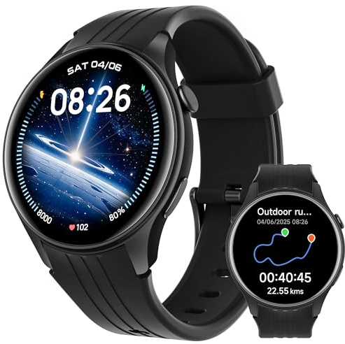 Parsonver Montre Connectée avec GPS Intégré, Smartwatch avec Appels Bluetooth, 100+ Sportifs, Fréquence Cardiaque, Sommeil, IP68 Étanche, Montre Connectee pour Android/iPhone (Noir, 43 mm)