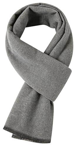 Bawnhaw Men Long Scarf Cashmere-Feel Classic Scarves for Cold Weather, Grey | Soft Warm, Wind Block, 70.9x11.8 In, Fall Winter, Formal Casual, for Commute Travel, Holiday Gift, Hand Wash, Solid Color