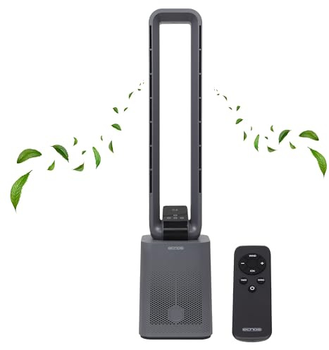 Echos® Leiser Turmventilator Standventilator energiesparend mit Fernbedienung Ventilator mit Kühlung – Luftreiniger Oszillierend Anionenfunktion & Luftfilter 24H Timer 12 Stufen hoher Luftdurchsatz
