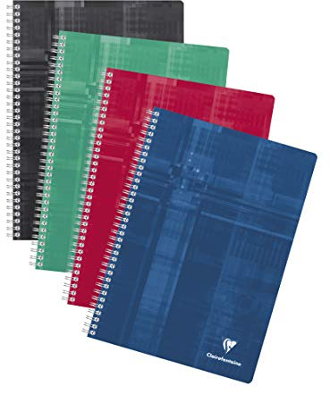 Clairefontaine 68161C Un Cahier à Spirale - A4 21x29,7 cm - 180 Pages Grands Carreaux - Papier Blanc 90 g - Couverture Carte Pelliculée Couleur Aléatoire