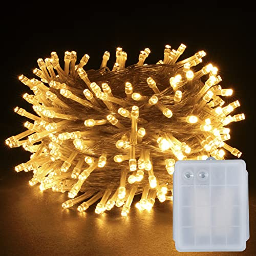 YOSION LED Batterie Lichterkette Kette Batteriebetrieben Leuchte Beleuchtung für Weihnachtsbaum, Garten, Party Innen und Außen Dekoration (Warmweiß, 100 LEDs)