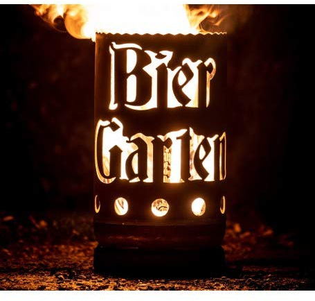 Mandelu Feuertonne Biergarten - Rund, Modern, Grau - Holz - Eisen