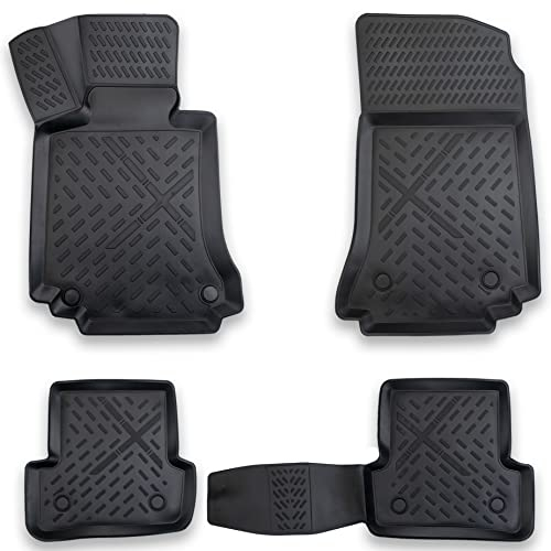 ELMASLINE 3D Gummimatten Set für Mercedes C-Klasse W205/S205 2014-2021 | Fußmatten mit extra hohem Rand | Zubehör