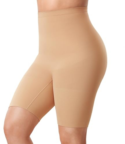 Delimira Women's Tummy Control Body Shaper Shapewear Plus Size High Waist Thigh Slimmer Control Knickers Butt Lifter Seamless Shorts Boyshorts Natural 22-24