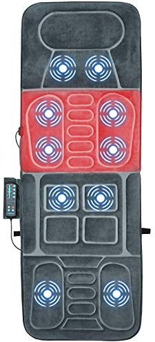 Giantex Full Body Massage Mat with Heat, Back Massage Chair Pad with 10 Vibration Motors, Auto Shut Off, Heated Massage Mattress Pad for Back Pain Relief