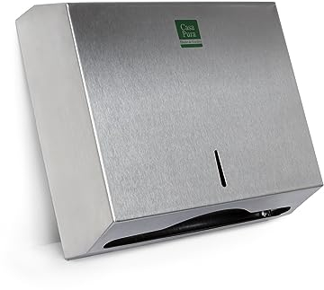 Dispensador de Papel de Acero Inoxidable para 250 hasta 400 Toallas de Papel – Se Puede Cerrar con 2 Llaves – Dispensador de Toallas Incluye Material de Montaje