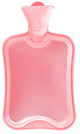 Bolsa de agua caliente sin funda de 2 L, gran apertura, segura y duradera, de caucho natural, para niños y adultos, regalos para mujeres (rosa)
