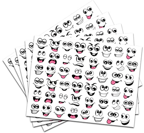 96 roliga klistermärken för mun och ögon 28 x 21 cm roliga klistermärken för barn pyssel dekoration gåvor scrapbooking svart vit DIY självhäftande R185 (5 ark)