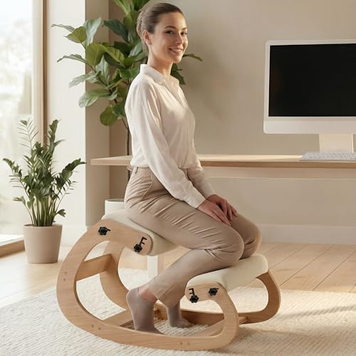 NYPOT Ergonomic Kneeling Chair with Adjustable Seats - Knee Chair for Posture Correction & Kneel Rocking Stool for Desk - Back Pain Relief for Home and Office, Supports 250 pounds - 5 Years Warranty