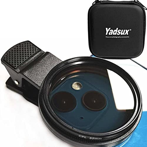 52mm Clip-on CPL Phone Camera Lens Filter, CPL Filter for iPhone 16 15 14 13 12 11,Samsung BLU, Motorola, Xiaomi and Other Smart Phones