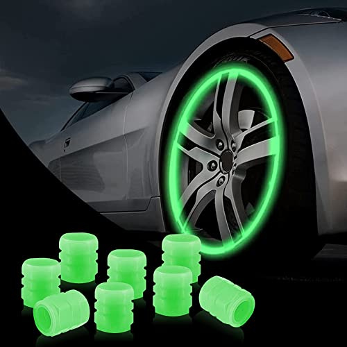 24 PCS Dust Caps for Car Tyres, Esteopt Fluorescent Car Tire Valve Caps, Universal Valve Caps Fashion Luminous Tyre Caps for General Cars SUV Motorbike Trucks Bicycle Decoration (Green)