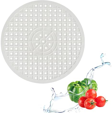Alfombrilla de Goma para Fregadero Redonda, 30,6 CM, Protector Fregadero de Drenaje, Alfombrilla Escurreplatos, Inserto para Fregadero, para Proteger la Pila y la Vajilla(Blanco Redonda)