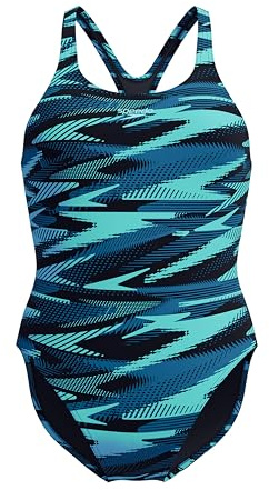 Speedo Hyperboom Allover Medalist Swimsuit |Quick Drying | Fitness | Chlorine Resistant Traje de baño para Mujer, Dark Teal, 30