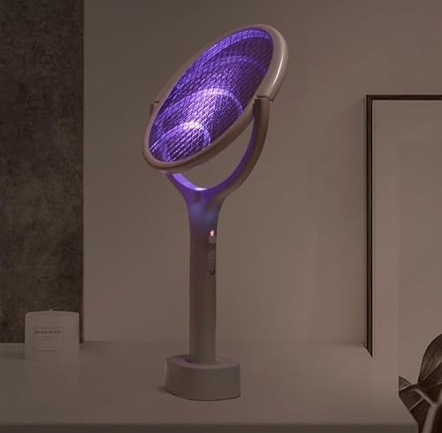 Auauraintt Mouche électrique 90 têtes rotatives avec tige d'extension télescopique, protection en maille double couche avec batterie rechargeable et protection UV pour moustiques, mouches, abeilles,