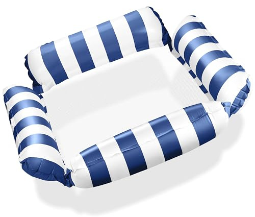 Balinco Colchón hinchable para piscina, hamaca de agua con red, colchón de aire de agua con 4 cámaras de aire, sillón de fiesta para piscina, juguetes acuáticos, hamaca, accesorios de piscina para
