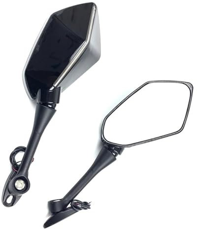 GQUIKGW Motorrad Rückspiegel Lenkerspiegel Rückansicht Für H-ONDA CBR 250R 300R 400RR 500R Motorradspiegel Blinker Rotierender Rückspiegel(Nero)