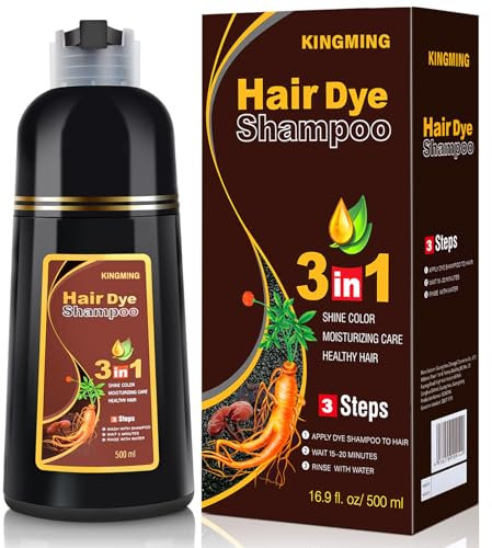 Haarfarbe Dunkelbraun Haarfärbemittel für Graues Haar，Shampoo Gegen Graues Haare für Männer und Frauen，Dark Brown Hair Dye Shampoo 3 in 1（Dunkelbraun 500ml/16.9 oz)