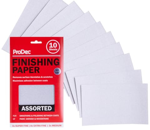 ProDec 10 Hojas Lijado Surtidas, Entre Capas Pintura/Barniz, Compatible Lijadoras, 9x5.5