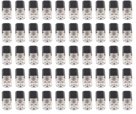 CENPEK 50 Pack 18-24 AWG 12V Automotive Wire Connectors 2-Pin Quick Crimp Terminals for Car Truck Electrical Systems Reusable Dustproof Low Voltage DC Cable Connectors