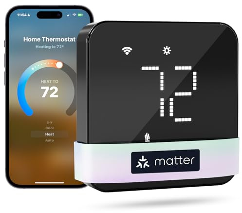 meross Smart Thermostat for Home, WiFi Thermostat Works with Matter, Alexa, Apple Home, Google Assistant, App & Voice Control, 7x24h Scheduling, Energy Saving, C-Wire Required