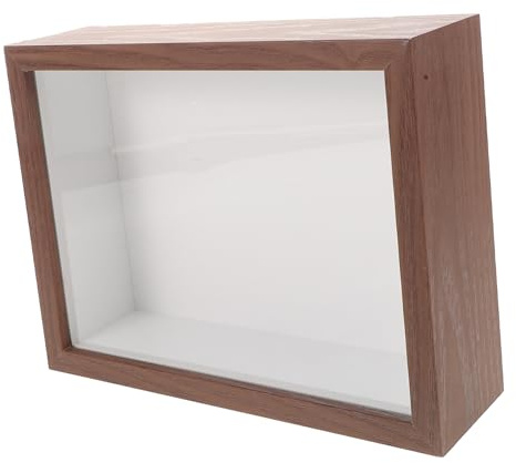 Cabilock Marco Caja Sombra Madera Nogal con Ventana Acrílica Transparente para Flores Fotos Manualidades Colgar Pared o Mesa Efecto Tridimensional