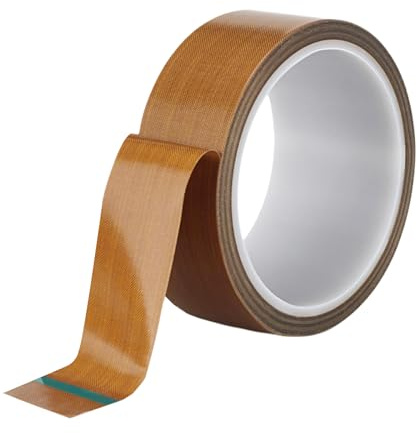 Misuyue 30mm x 10M Teflonband Selbstklebend, 0,18mm Dicke PTFE Teflon Tape, Hitzebeständiges Klebeband für Vakuumiermaschine Impulsversiegeler, Hitzebeständiges bis 300℃ (Braun)
