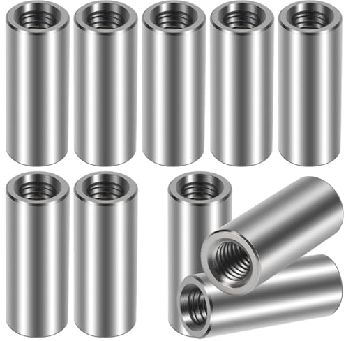 Manchons Filetés Ronds Écrousp de Connexion Ronds en Acier Inoxydable Écrous Longs Écrous Manchons de Jonction M8*30mm Argent 10Pcs (M8*30)