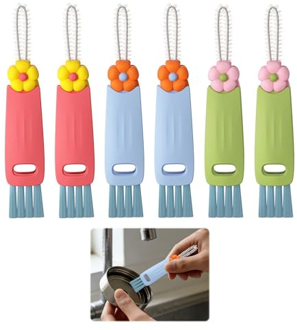 6Pcs 3 in 1 Cup Lid Gap Cleaning Brush Multifunctional,Bottle Crevice Cleaning Brush, Portable Bottle Detail Brushs,3 in 1 U Shaped Bottle Brush,Home Kitchen Cleaning Tools