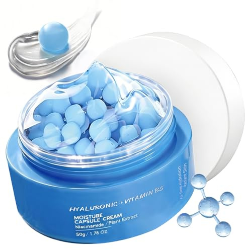 Capsule Cream Acido Ialuronico Viso, Crema Viso Antirughe Acido Ialuronico Capsule, Crema Viso Idratante Donna, Idratazione a Lunga Durata 120 Ore, Protezione Barriera e Lenitiva