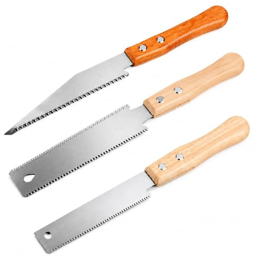 Hand Saw 3 Pack Japanese Woodworking Tools Set with Double Edged SK5, Compact Hand Saw for Wood Control Flat Head and Pointed Head Blades, Pull Cut Wood Saw for Joinery DIY Carpentry