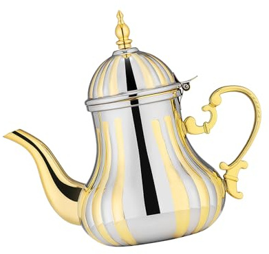 Teiera araba in acciaio inox per bevande calde, con beccuccio lungo e bocca larga, per caffè, tè, teiera in tacchino