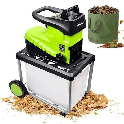 EXSHUING Biotrituradora Eléctrica De Alta Resistencia (2800 W) Con Depósito Extraíble De 60 L, Capacidad Para Ramas De 4,5 Cm, Relación De Reducción 25:1, Cuchillas Reversibles De Acero Sk5