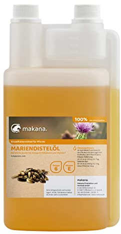 Makana Mariendistelöl für Tiere, kaltgepresst und 100% rein, 1000 ml Dosierflasche