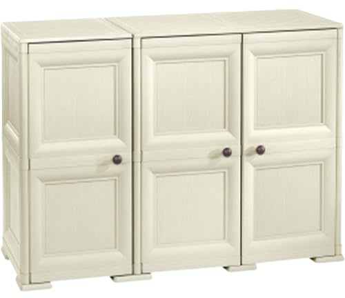 Tontarelli S.p.A. Armadio 3 2 Moduli, Ante Lisce Mobile Contenitore, Angora, 118x47x85.5 cm