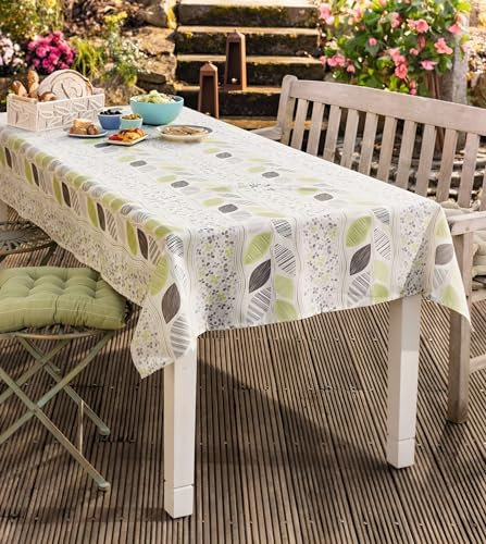 große Tischdecke Outdoor, 240 cm lang, schmutzabweisend, wetterfest für Draußen, für Garten, Balkon & Terrasse, Gartentischdecke … (135x240 cm)
