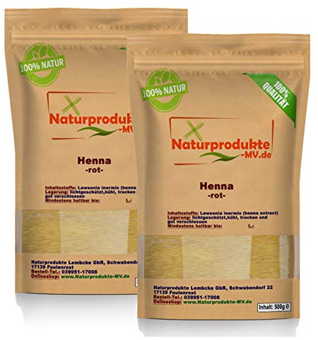 Henna Pulver rot (2x 500 g) Hennapulver Haarfarbe natürliche Haarpflege 1000g 1kg