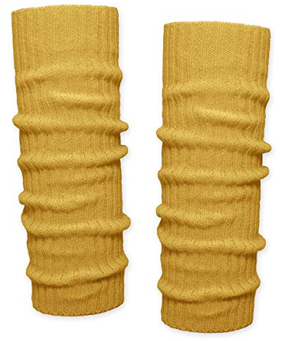 SoulCats 1 Paar Grobstrick Bein Stulpen unifarben in 7 verschiedenen Farben, Senfgelb, Einheitsgröße